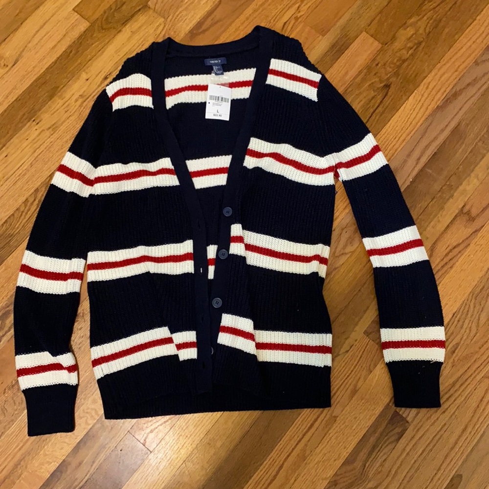 striped cardigan